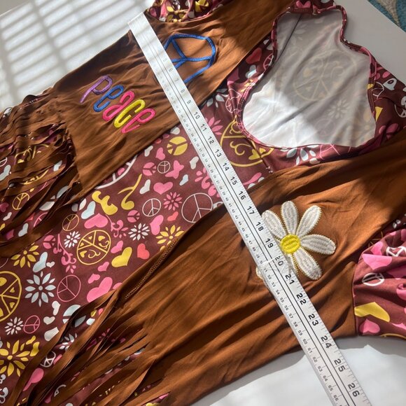 Hippie Boho Peace 70s Deluxe Costume Set Halloween Cosplay Set Plus Size XXL-3XL - Picture 11 of 13
